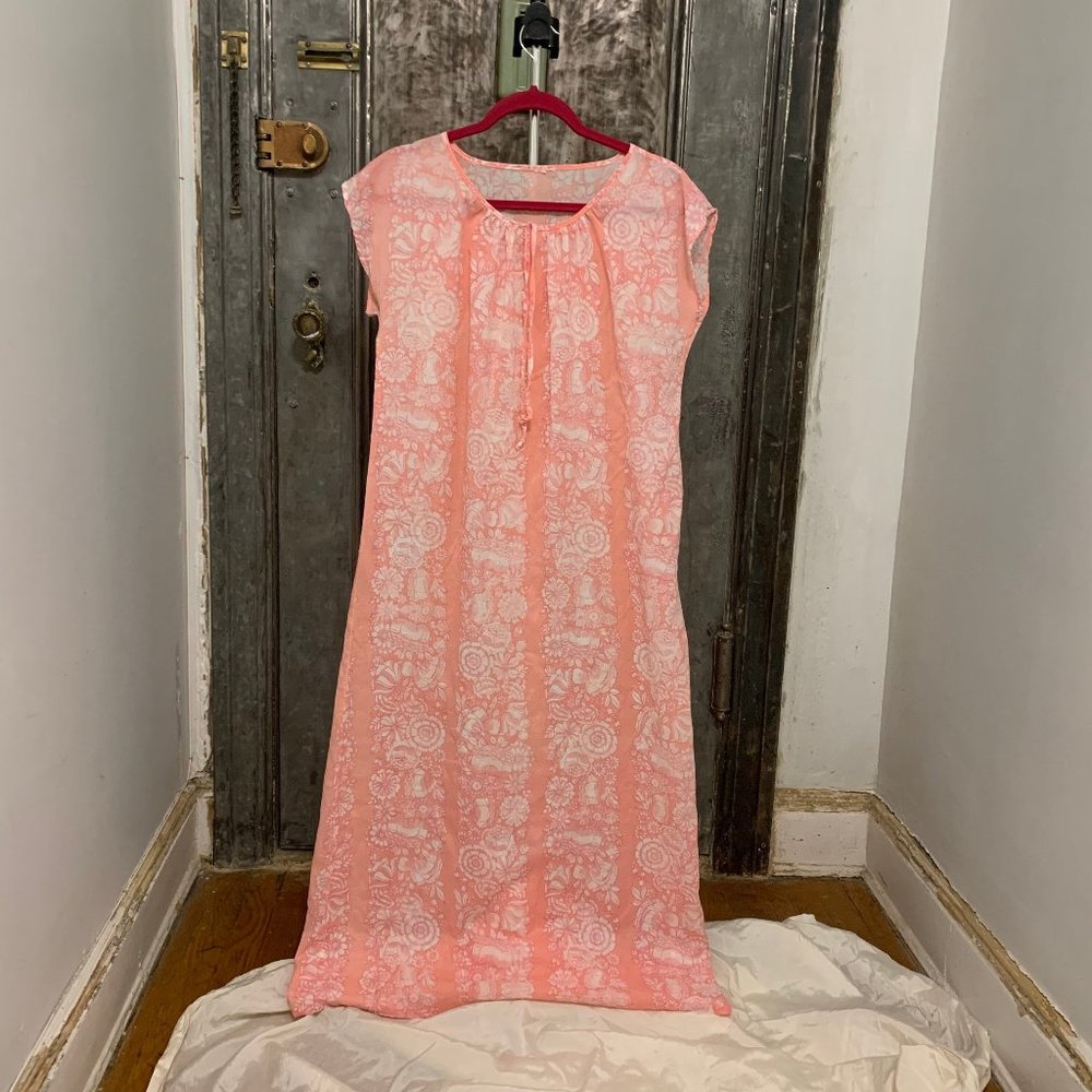 Xs Small Medium Vintage 1970s Hawaiian muu muu kaftan maxi dress short sleeve pa